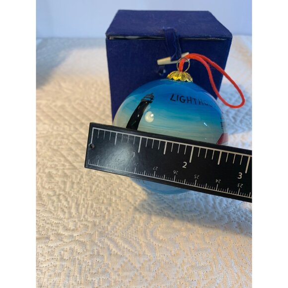 Vintage Beechcombers Lighthouse of Texas Glass Ornament with Box - Picture 6 of 11